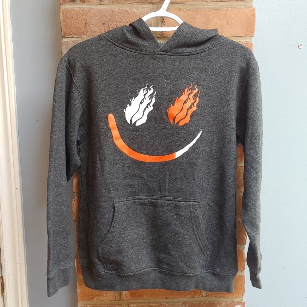 (2 for $15) Kids Cotton Heritage pullover hoodie in dark gray, Youth size large